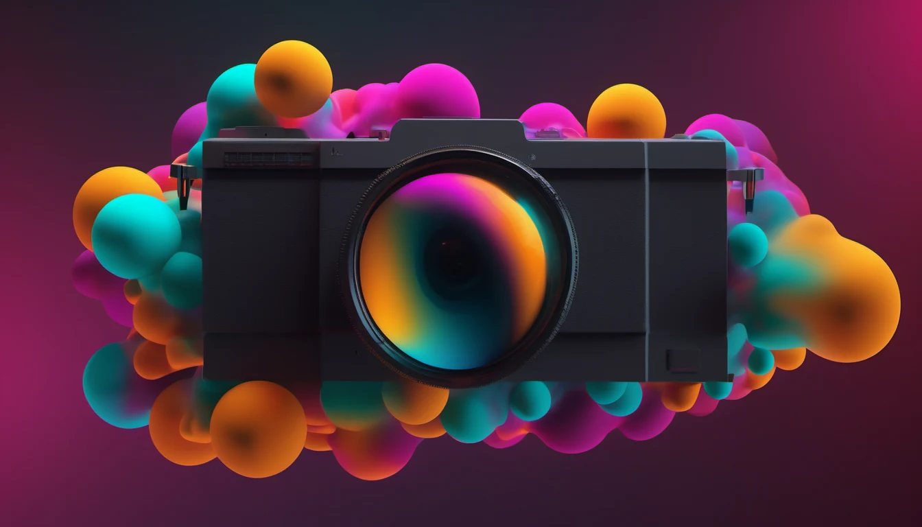 Abstract editorial illustration for a Computer Vision article: StereoSplat+: Diffusion‑Powered 3D Gaussian Splatting from a Single Stereo Pair