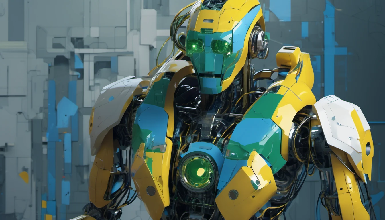 Abstract editorial illustration for a Autonomous Systems article: Unlocking Robotics Innovation: NVIDIA and Hugging Face Unite to Bring Advanced Models and Frameworks to LeRobot