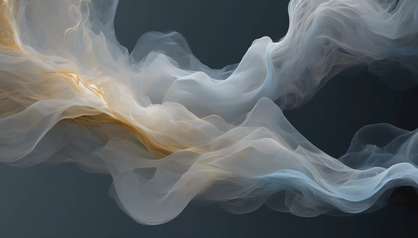 Abstract editorial illustration for a Spatial Intelligence article: Revolutionizing Cloud Microstructure Analysis with AI-Driven Super-Resolution