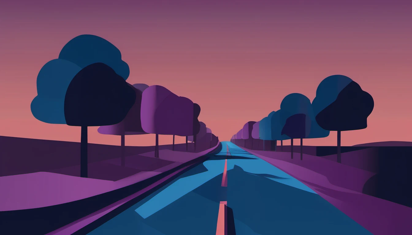 Abstract editorial illustration for a Autonomous Systems article: The Blind Spot of Autonomous Driving: Environmental Illusions and Lane Perception